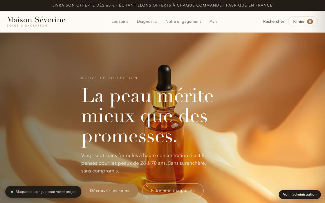 Maquette pour cosmétiques, vente en ligne