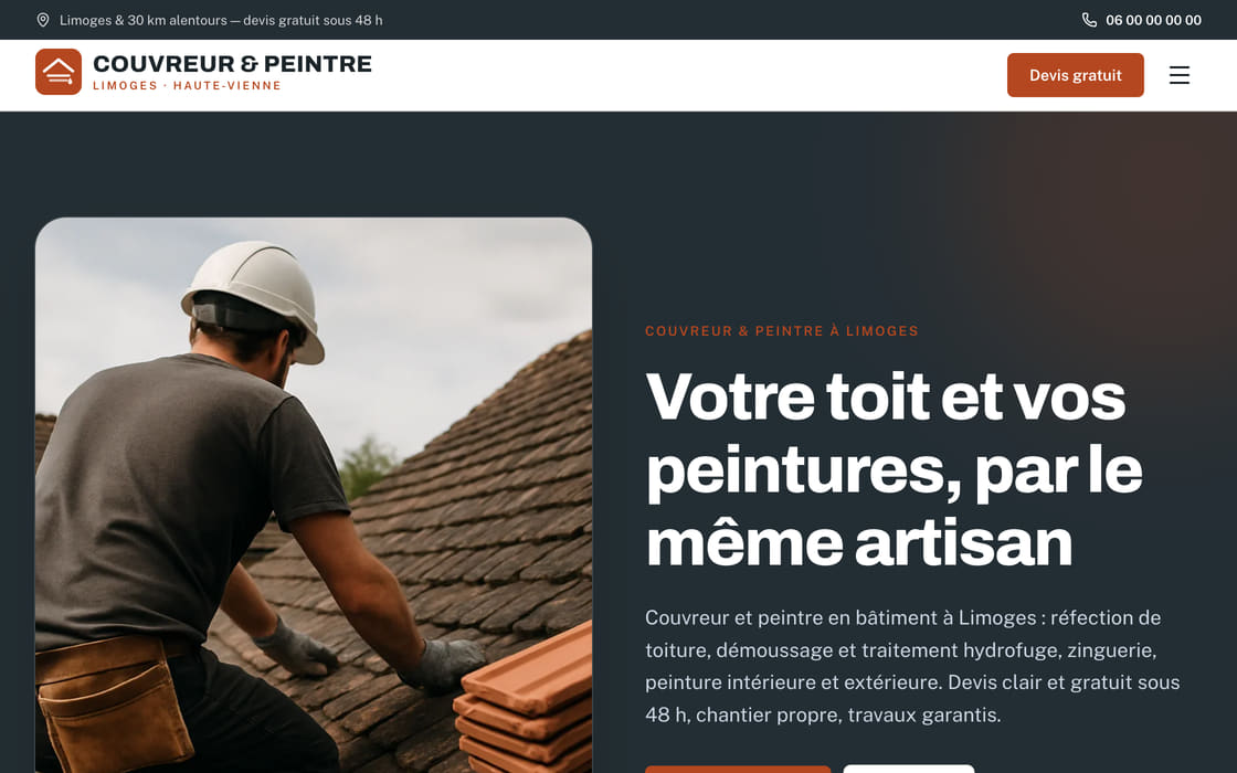 Maquette pour couvreur, toiture
