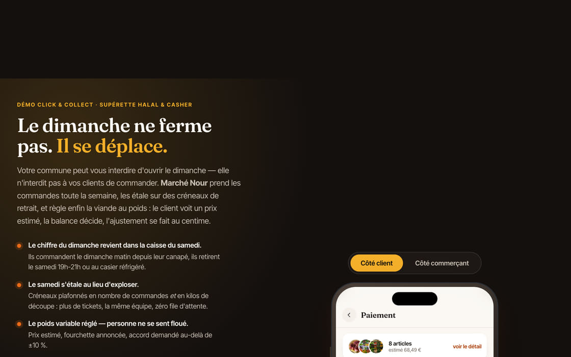Maquette pour supérette, click & collect