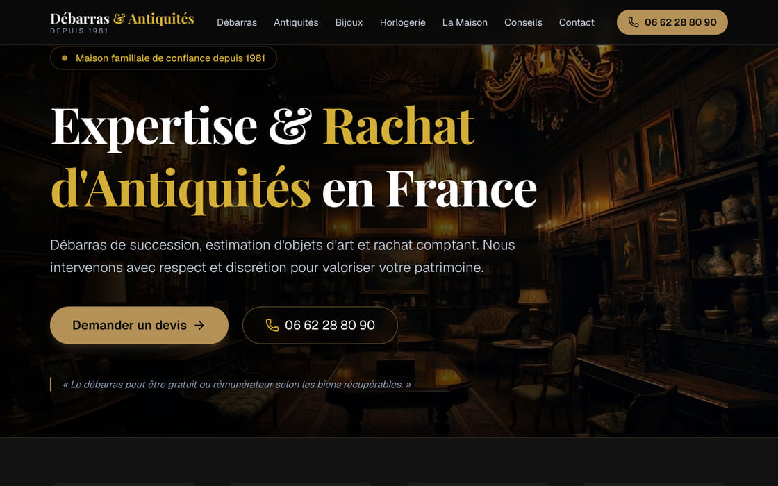 Page d’accueil de Débarras & Antiquités