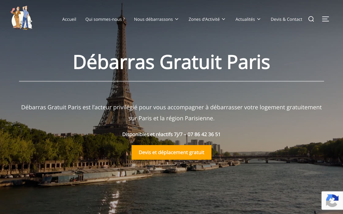 Page d’accueil de Débarras Simple
