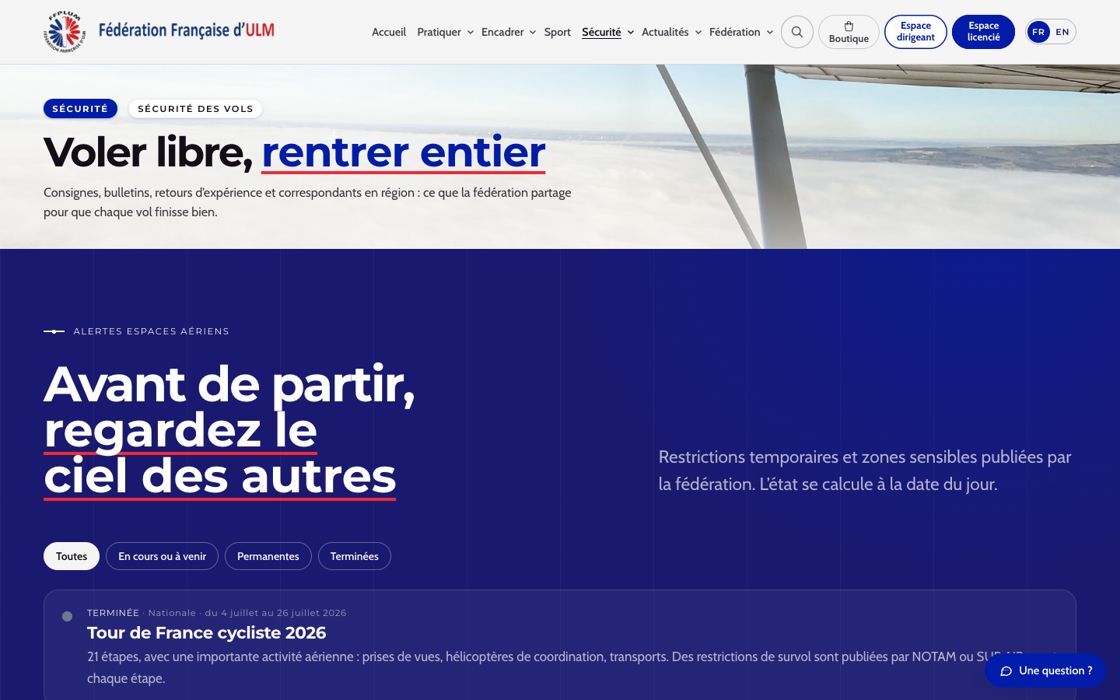 Sécurité des vols — ffplum.fr