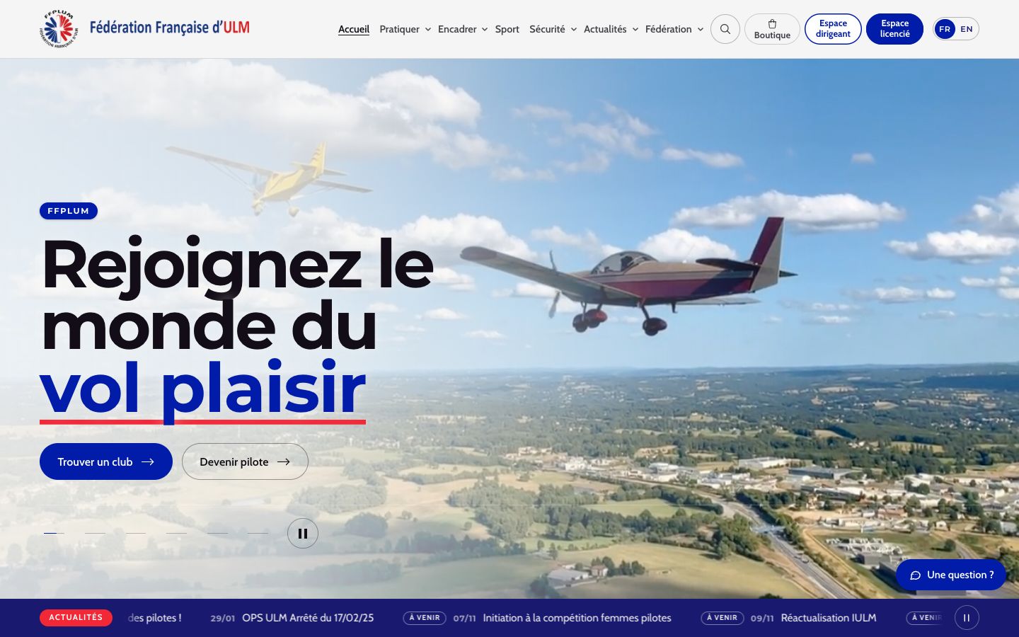 Page d’accueil de ffplum.fr