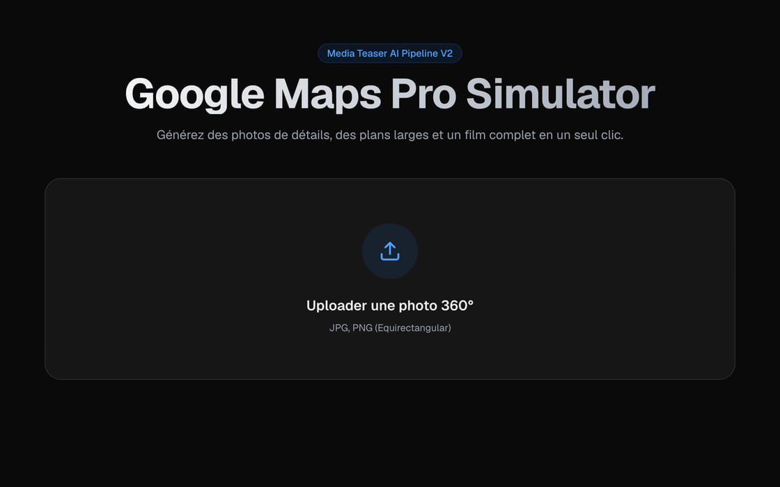 Page d’accueil de Simulateur Maps Pro