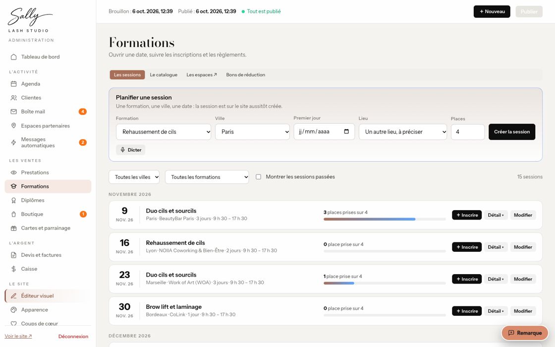 Formations — sallylashstudio.fr